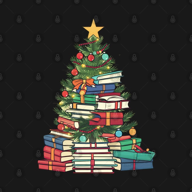 Bookworm Christmas Tree books by VisionDesigner