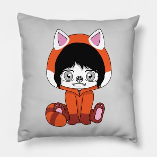 creepypasta red panda (laughing jack) Pillow