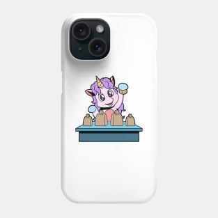 Cartoon unicorn playing cowbells Phone Case