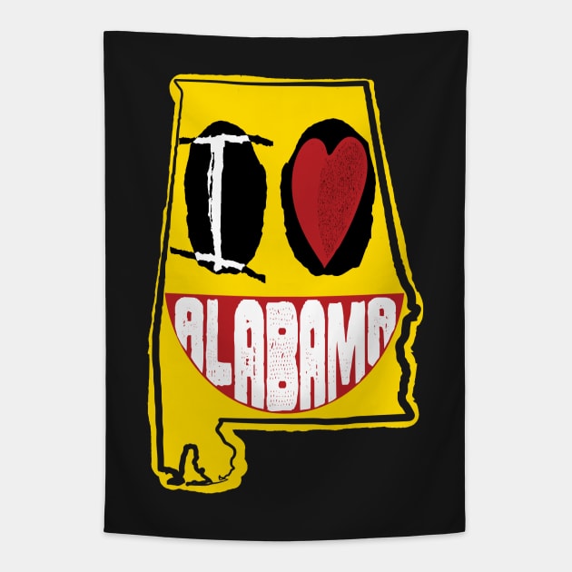 I Love Alabama Smiling Happy Face Tapestry by pelagio