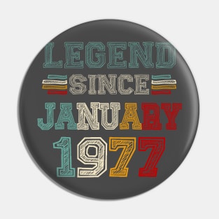 46 Years Old Legend Since January 1977 46th Birthday Pin