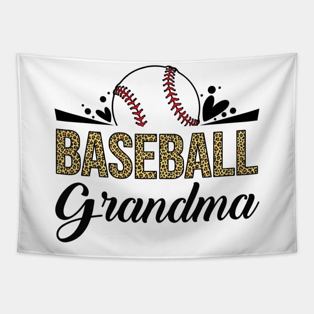 Baseball Grandma Leopard Tapestry by celestewilliey