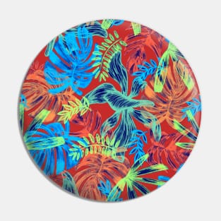 Tropical Neon Leaves Pattern Pin