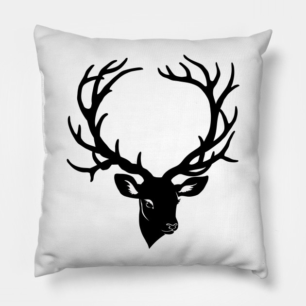 Deer Head Art Silhouette With Large Horns Deer Pillow Teepublic