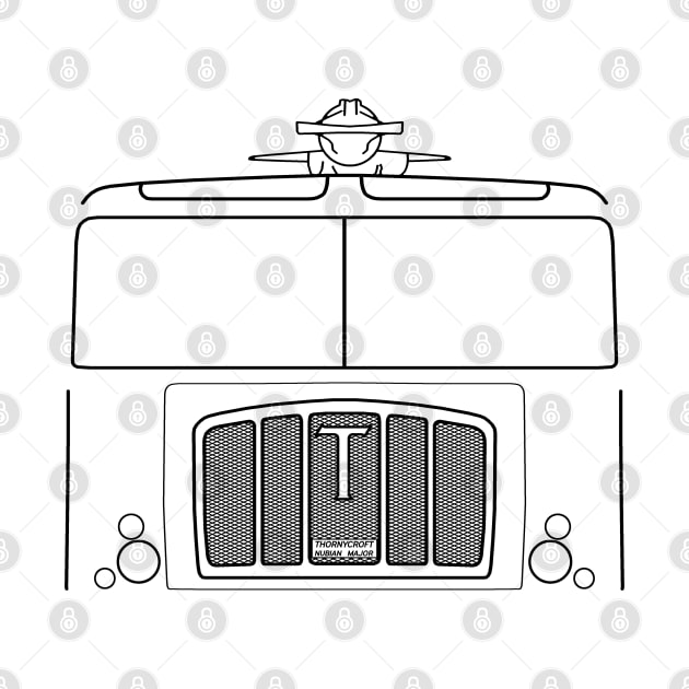 Thornycroft Nubian Major classic 1960s airfield crash tender black outline graphic by soitwouldseem