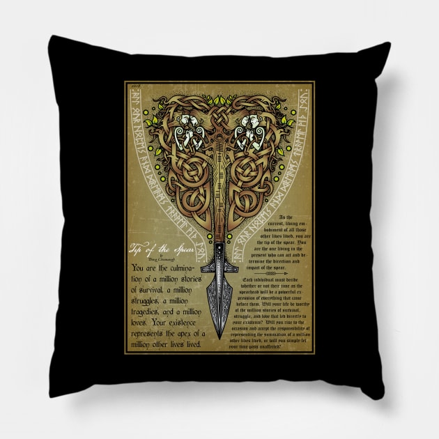 Tip of the Spear (Ancestors) Pillow by celtichammerclub