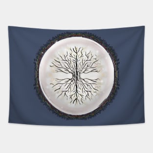 Tree of Life Moon with Rainbow Static Tapestry