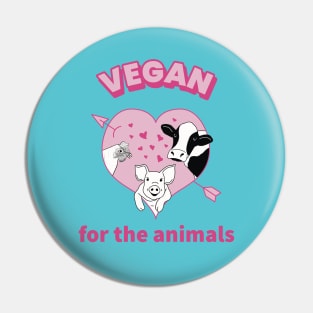 Vegan for the animals - cute cartoon farm animals Pin