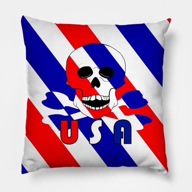 SKULL And Bones American Fourth Of July Pillow by SartorisArt1