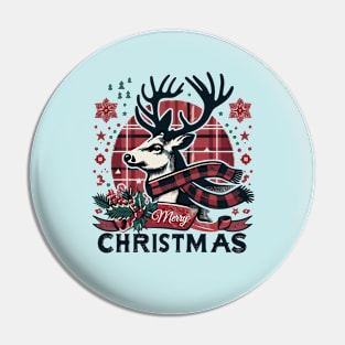 Plaid Reindeer Celebration Pin