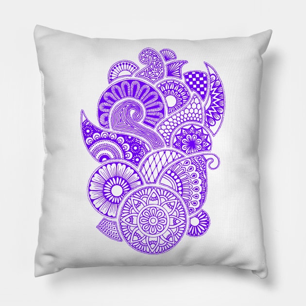 Abstract Mandala design (purple on white) Pillow by calenbundalas