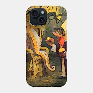 watercolor trout priest brings apples for seahorse Phone Case