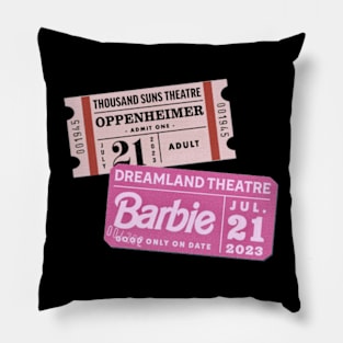 ticket oppenheimer and barbie Pillow