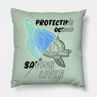 "Protecting oceans saving lives" caretta Pillow