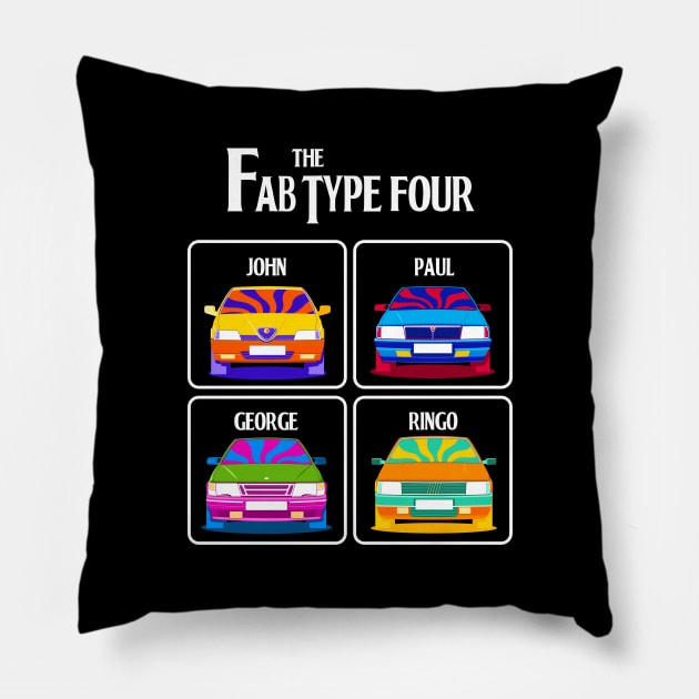 Fab Type 4 cars Pillow by Base Trim