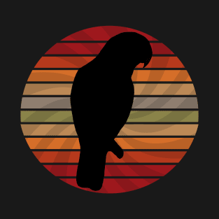 Autumn Retro Striped Parrot Silhouette T-Shirt