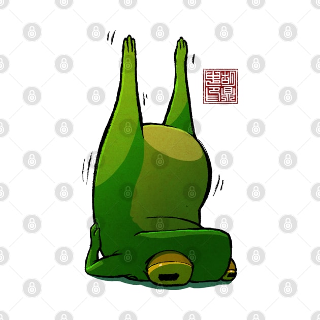 Yoga Frog Candlestick Pose by DingHuArt