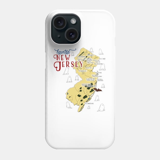 Haunted New Jersey Map Phone Case by BergenPlace