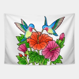 Hummingbird Couple Flowers Women Girls Hummingbirds Tapestry