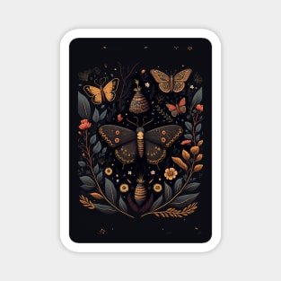 Cottagecore Art with Moths and Butterflies Magnet