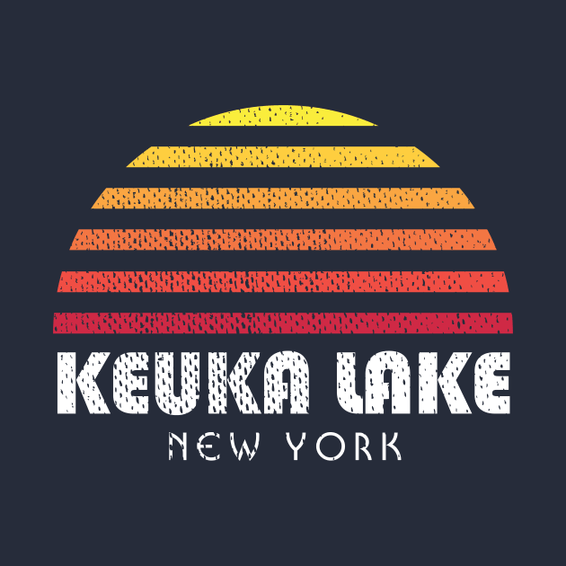 Keuka Lake NY Finger Lakes New York Retro Sunset by PodDesignShop