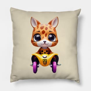 Paws and Prints: Skating Cat in Giraffe Charm Pillow