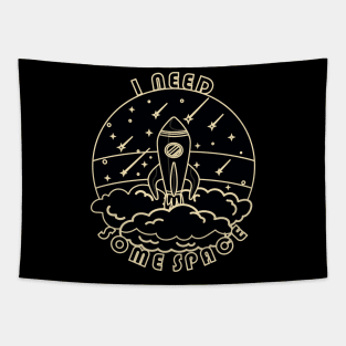 I need some space - Spaceship in black Tapestry