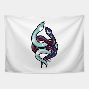 Celestial Sun and Moon Snakes Tapestry