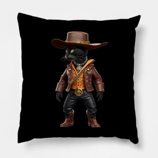 Cute Cowboy Black Cat Pillow