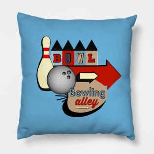 Retro Bowling Sign Pillow