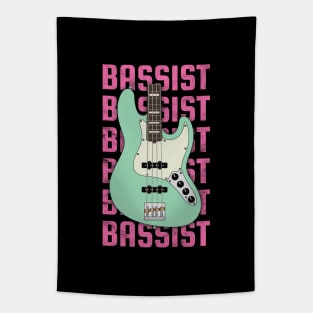 Bassist Repeated Text J-Style Bass Guitar Body Tapestry