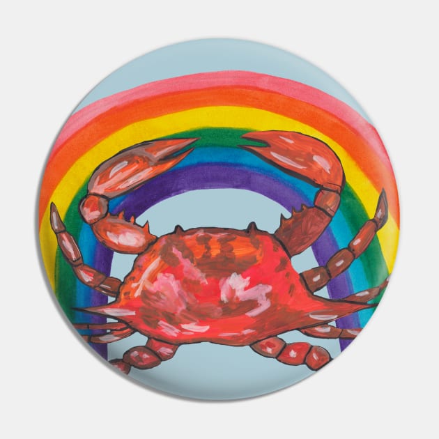 Red crab with rainbow Pin by deadblackpony