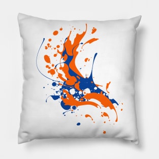 Orange, Blue, White Paint Splashes All Over Pillow