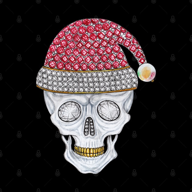 Santa claus set with diamond ruby and pearl christmas skeleton. by Jiewsurreal