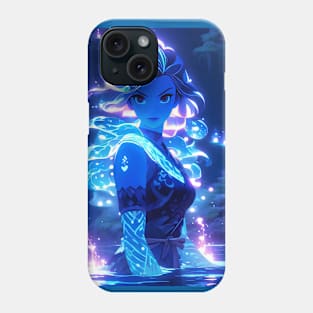 Bioluminescent girl in lake Phone Case