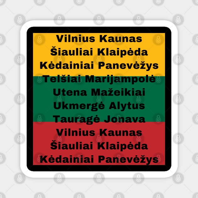 Lithuania Flag Colors with Cities Magnet by aybe7elf