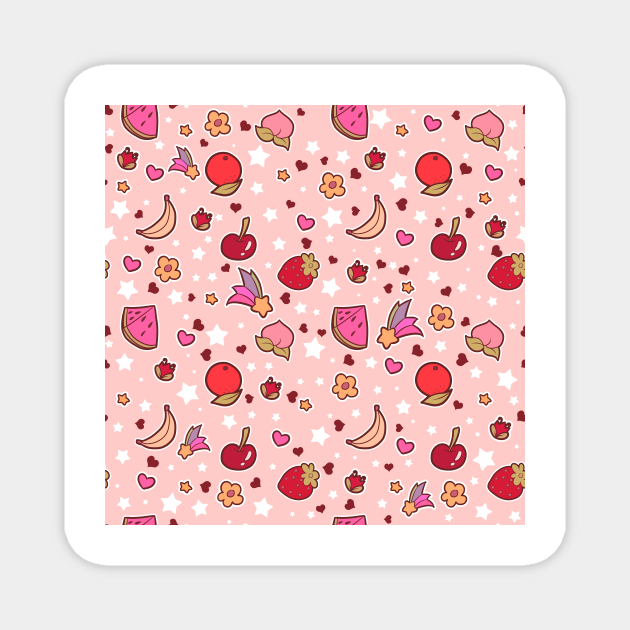 Kawaii Fruit Pattern Fruit TeePublic