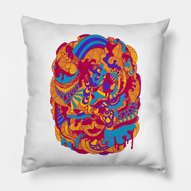 Triad Abstract Wave of Thoughts No 2 Pillow by kenallouis