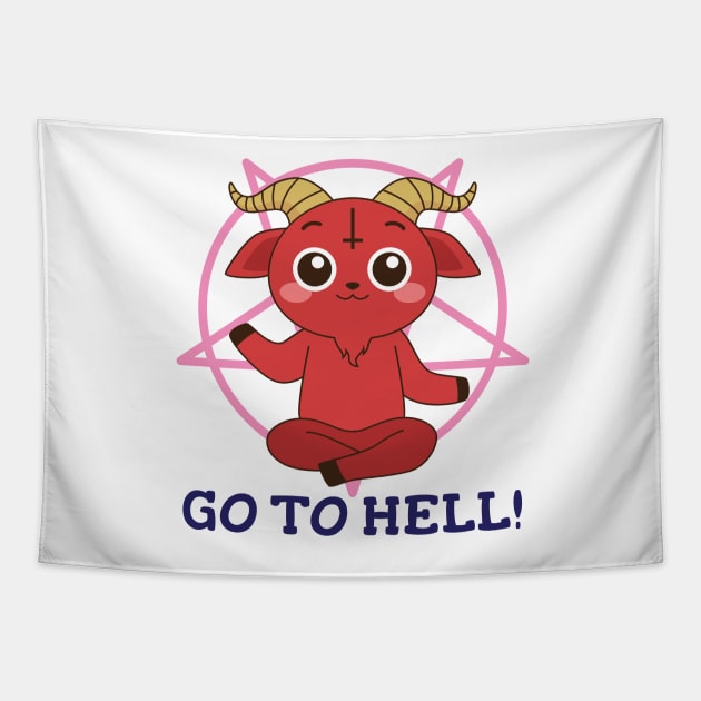 Cute Go To Hell Devil Goat Tapestry by SandiTyche