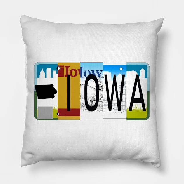 Iowa License Plates Pillow by stermitkermit