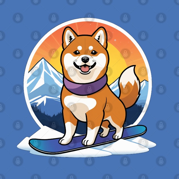 Mighty Shiba Snowboarder by nicecorgi