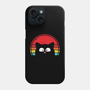 Black Cat Peeking Vintage Sunset Phone Case