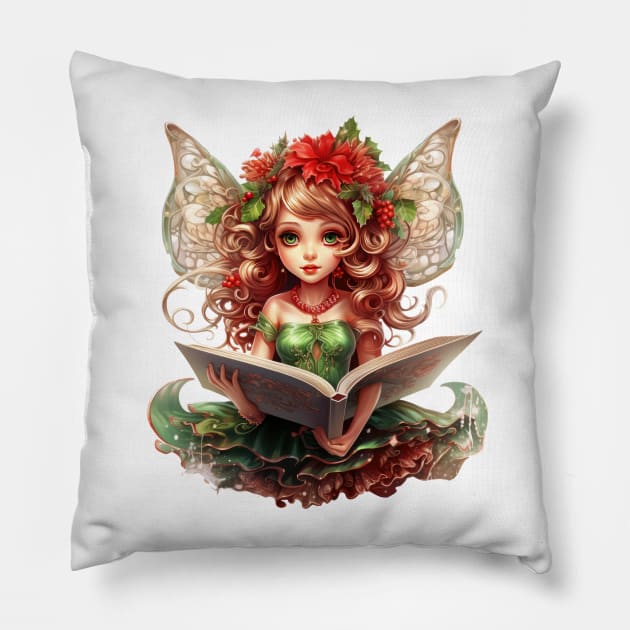 Fairy Christmas Girl Pillow by Chromatic Fusion Studio