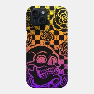 Skull and Roses Checkerboard (Sunset Version) Phone Case