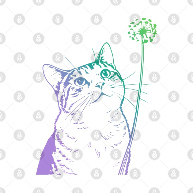 Cat Dandelion Flower adorable by greatnessprint