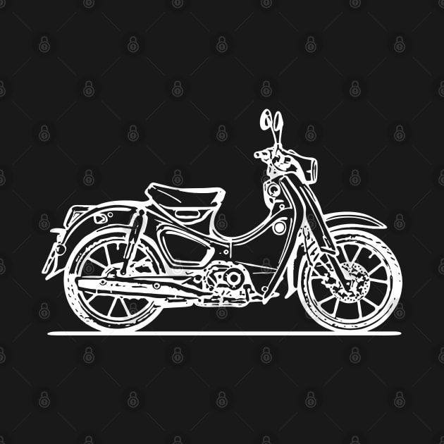 Super Cub 125 Motorcycle White Sketch Art by DemangDesign