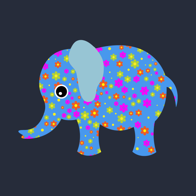 Cute Baby Elephant Flower Floral Art Design by PatrioTEEism