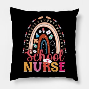 Cute Rainbow Leopard Print School Nurse 100th day of school Pillow