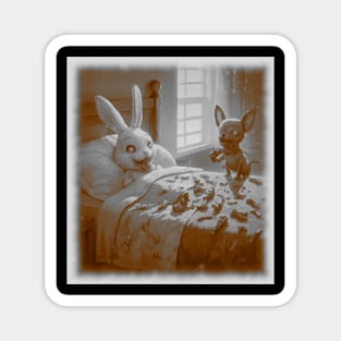 rabbit with zombie Chihuahua eating wrappers Magnet
