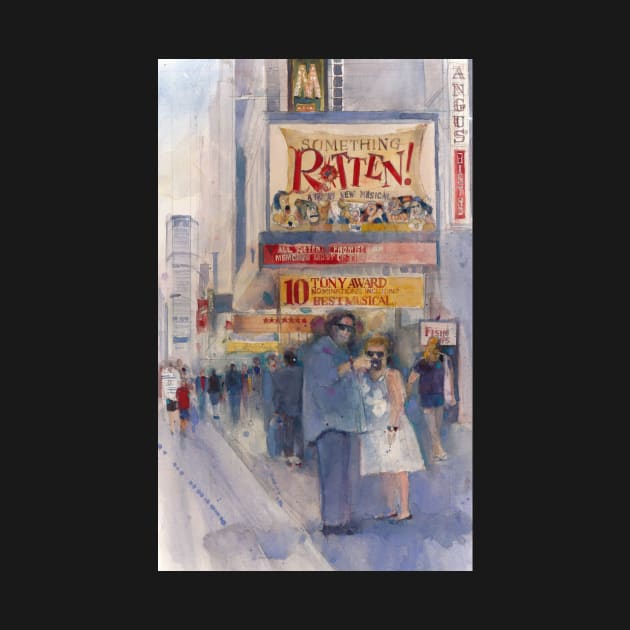 Something Rotten - Broadway Musical - Selfie - New York Theatre District Watercolor by dfrdesign